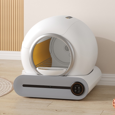 Self-Cleaning Cat Litter Box with App Control and Odor Eliminator, 48L x 52W x 50.5H cm, White
