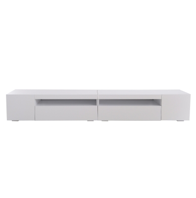 Modern TV Unit with Adjustable LED and USB, 240L x 38.5W x 35.5H cm, White