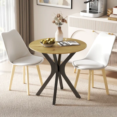 HOMCOM Esstisch Küchentisch Runder Tisch, Modernes Design, 78 cm x 78 cm x 75 cm, Naturholz