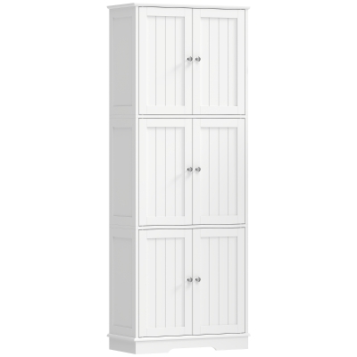 HOMCOM Armário Alto para Casa de Banho com 3 Armários de Porta Dupla e Prateleiras Ajustáveis 60x30x160 cm Branco