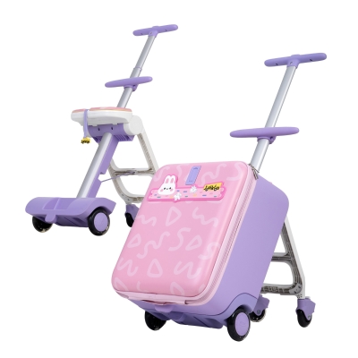 Fun Ride-On Kids Suitcase with Universal 360 Wheels, 39L x 28.5W x 57H cm, Pink