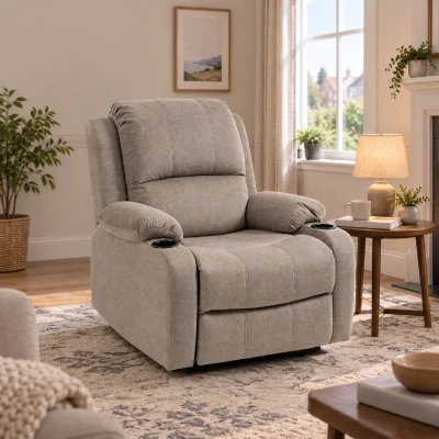 HOMCOM Microfibre Recliner Armchair with Cup Holder Brown