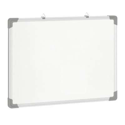 HOMCOM Quadro Magnético com Estrutura de Liga de Alumínio 60x45cm Quadro Magnético com Apagador 4 Marcadores e 10 Ímás Branco