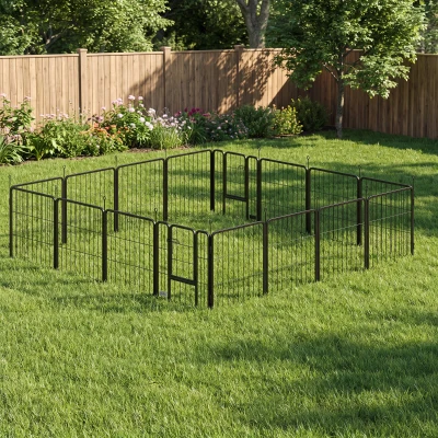 PawHut Parc pour Chien 16 Panneaux Clôture Portable Noir