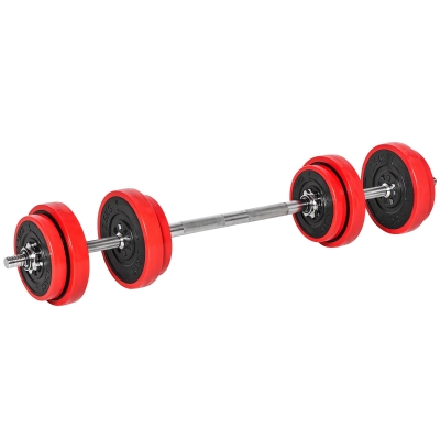 HOMCOM Halterset verstelbaar 20 kg barbell & dumbbell fitness oefening thuis