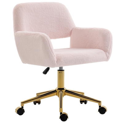 HOMCOM Faux Fur Rabbit Chair Light Pink