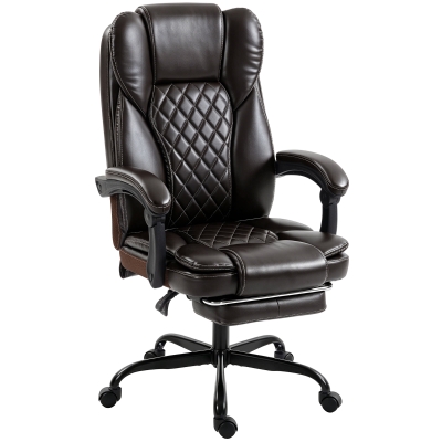 HOMCOM Executive Office Chair Reclining Footrest High Back Brown