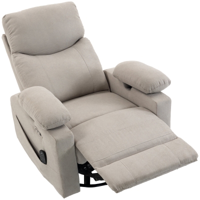 HOMCOM Elektrischer Relaxsessel mit Dreh- und Schaukelfunktion, Massage & Wärme, 3D-Armlehnen, USB-C/USB-Anschlüssen, Hellgrau