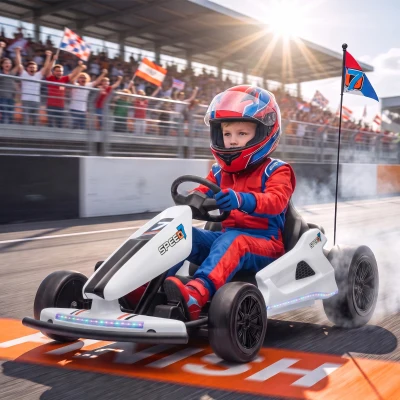 AIYAPLAY Electric Drift Go Kart 24V Dual Motor 12KM/H White