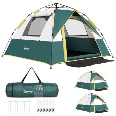 Outsunny Tente Camping Pop Up 3 Pers Polyester Beige