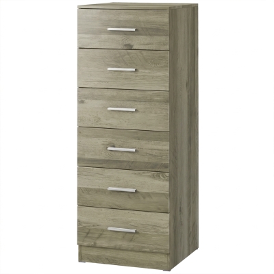 HOMCOM Cómoda de 6 Cajones Cajonera Alta para Dormitorio con Antivuelco 40x40x110 cm Gris Claro