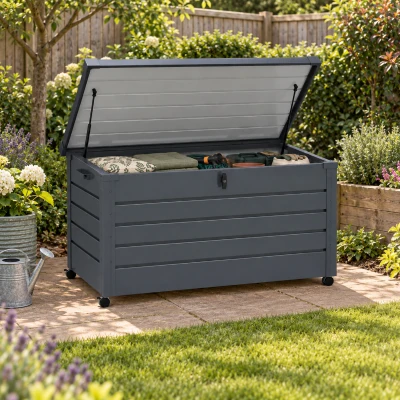 Outsunny Garden Storage Box Galvanised Steel 311L Dark Grey