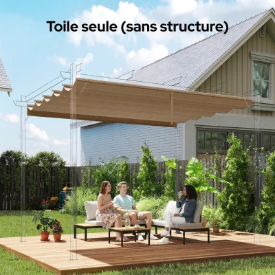 Outsunny Housse Toit Rétractable 2,5x2,55m Pergola Brun