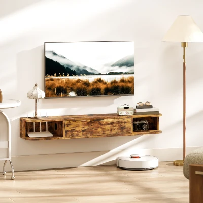 HOMCOM Floating TV Unit Rustic Brown 120cm