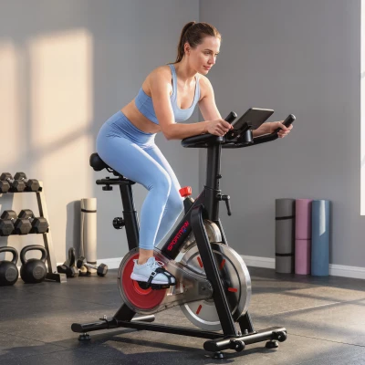 SPORTNOW Heimtrainer mit Bluetooth-App, magnetischer Widerstand, 8 kg Schwungrad, LCD-Display, verstellbarer Sitz und Lenker