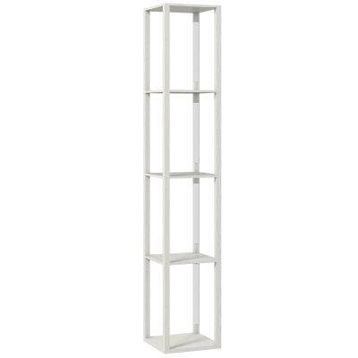 HOMCOM Floor Lamp with Shelves Oak