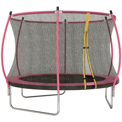 SPORTNOW 10ft Trampoline with Enclosure Net Pink