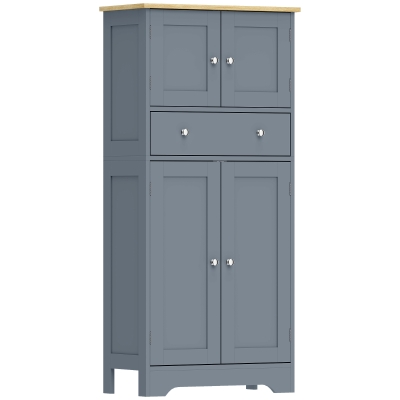 HOMCOM Modern Kitchen Storage Cabinet with Shelves Grey Blue
