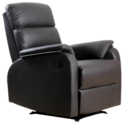 HOMCOM Sillón Relax Reclinable Manual, Sillón Relax Tapizado en PU con Reposapiés Retráctil, Acolchado Grueso, Butaca Reclinable hasta 160º, para Salón, Dormitorio, Marrón, 75x92x99 cm
