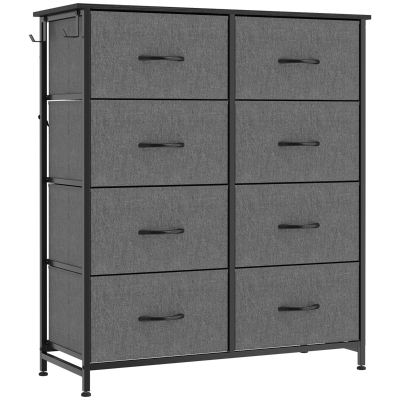HOMCOM Chest of Drawers 8-Fabric Tall Storage Unit Grey