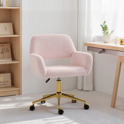 HOMCOM Faux Fur Rabbit Chair Light Pink