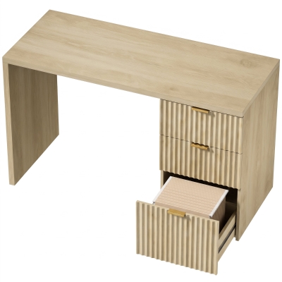 HOMCOM Bureau Chêne 120x50cm 3 Tiroirs Rangement Réversible