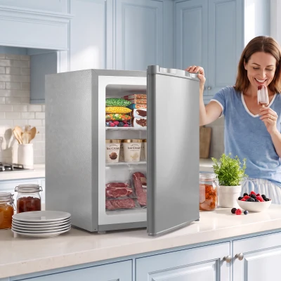 HOMCOM Tabletop Mini Freezer 59L Reversible Door Grey