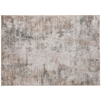 HOMCOM Tapis Salon Moderne Lavable Polyester Motif Marron