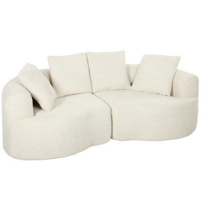 HOMCOM Canapé 3 Places 207cm Chenille Blanc Crème Salon