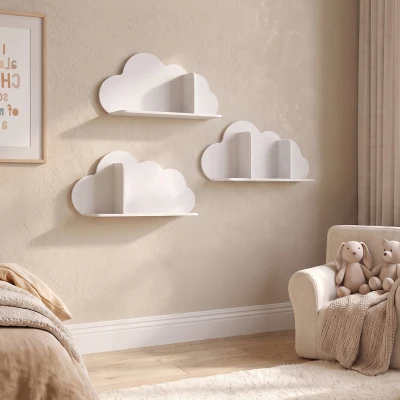 AIYAPLAY Étagères Murales Nuage Enfant Lot de 3 Blanc