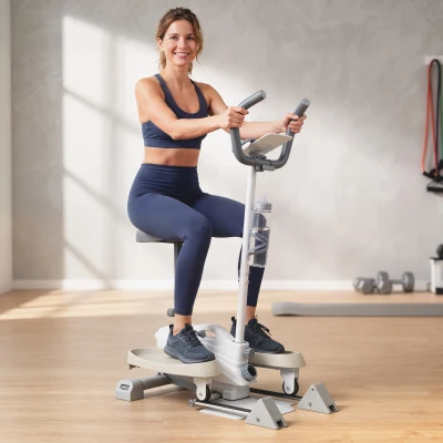 SPORTNOW Leiser 3-in-1 Ellipsentrainer mit Sitz, einstellbarem Magnetwiderstand, LCD-Display, App-kompatibel, Weiß