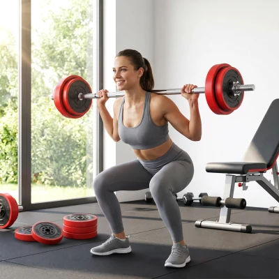 HOMCOM Haltères de 20 kg ensemble d'haltères musculation réglable avec barre d'extension pour entraînement musculaire et haltérophilie