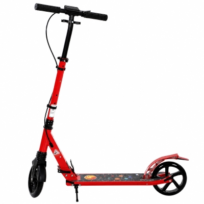 SPORTNOW Klappbarer Aluminium-Roller, verstellbarer Lenker, doppelte Hand-/Fußbremsen, 18 cm PU-Räder, 86x38x103,5 cm, Rot