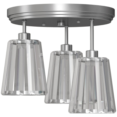 HOMCOM Plafonnier LED Verre Cristal 3 Lampes E27 Argent Salon