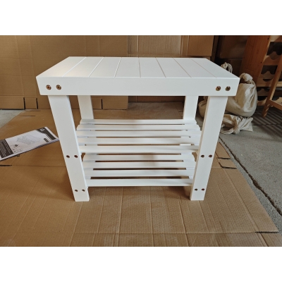 HOMCOM Banc pentru pantofi din bambus cu șezut și 2 rafturi pentru 4 perechi pentru hol/sufragerie/dormitor 50x28x45 cm Alb