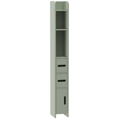 kleankin Armoire Salle de Bain Haute 120cm Étagères Vert Clair