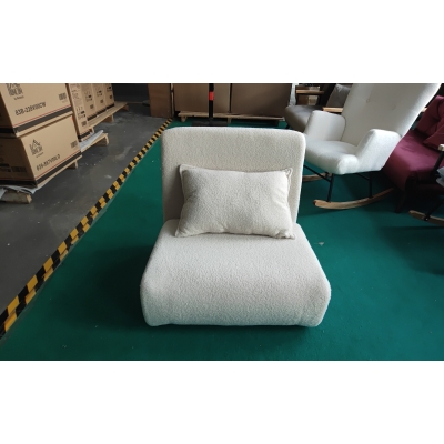 HOMCOM Sillón perezoso 3 en 1 Butaca 1 plaza en tejido bouclé, respaldo reclinable en 5 posiciones y cojín, Beige