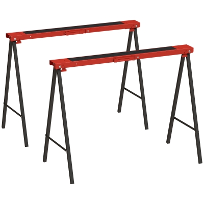DURHAND Set 2 Piezas Caballetes de Trabajo Plegables, Superficie de Goma Antideslizante, Capacidad 250 kg, Rojo
