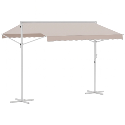 Outsunny Store 3x3m Manuel Acier Blanc Polyester Beige