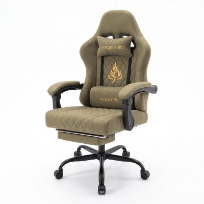 Ergonomischer Gaming-Stuhl, verstellbar im Racing‑Style, 100% Memory‑Schaum-Sitz, Kopf- und Lendenkissen, 60x60x122 cm, Grün