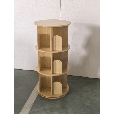 AIYAPLAY 3-Tier Rotating Kids Bookcase Floor Standing Natural
