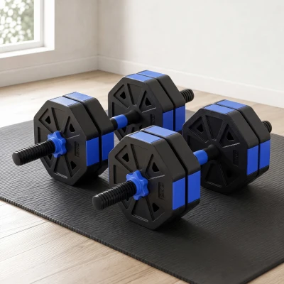 SPORTNOW Haltères Réglables 4en1 25kg Kettlebell Barre Bleu