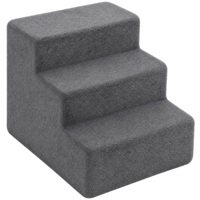 PawHut Hondentrap met 3 Treden, Afneembare Hoes, voor Kleine Honden, 35 cm, Donkergrijs
