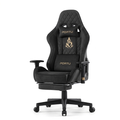 Sedia da gaming con poggiapiedi, Nero
