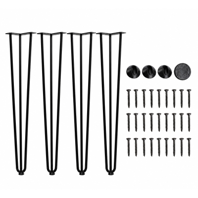 HOMCOM Conjunto de 4 Patas para Mesa de Estilo Industrial y Diseño Horquilla con Protectores Anti-arañazos de Goma 12x12x71cm Tornillos de Montaje Incluidos Negro