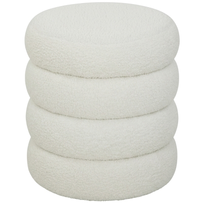 HOMCOM Hocker, rund, Teddyfleece, bis 120kg, Φ40x45H cm, Weiß