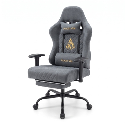 Sedia gaming con poggiapiedi, Grigio