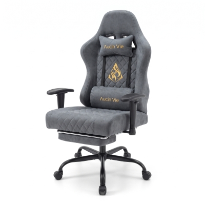 Sedia gaming con poggiapiedi, Grigio