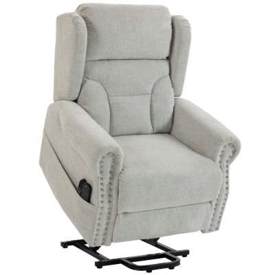 HOMCOM Riser Recliner Chair Electric Massage Heat Chenille Light Grey