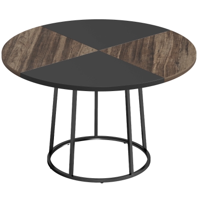HOMCOM Tavolo da Pranzo Rotondo Ø120 cm, Marrone Rustico e Nero